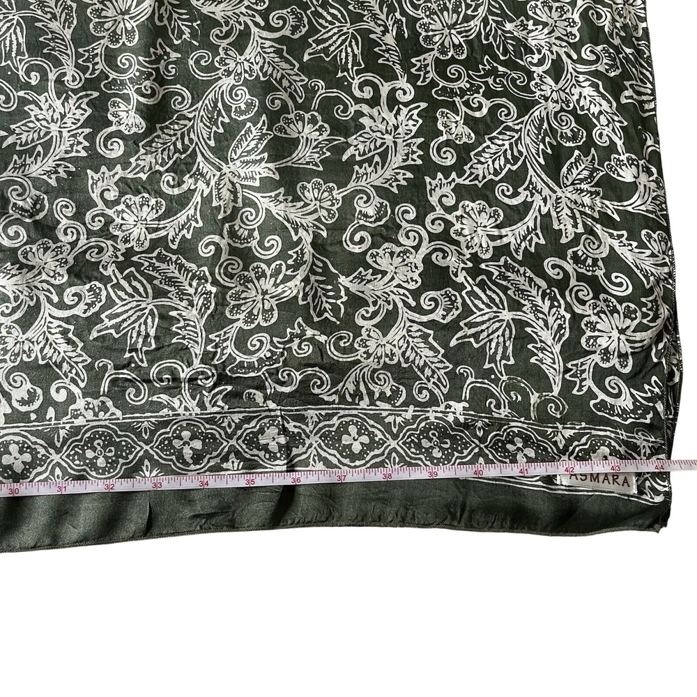 Asmara Green White Floral Paisley Pashmina Shawl Wrap Scarf Women Boho Elegant - Picture 4 of 5